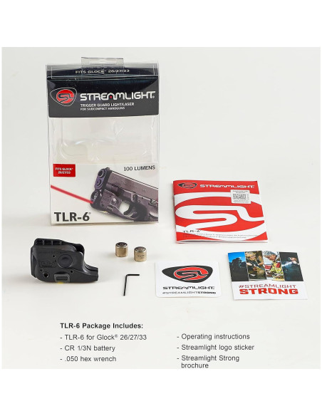 Streamlight TLR-6 Luz Táctica 100 Lúmenes con Láser Rojo para Glock Streamlight TLR-6 Luz Táctica 100 Lúmenes con Láser Rojo para Glock