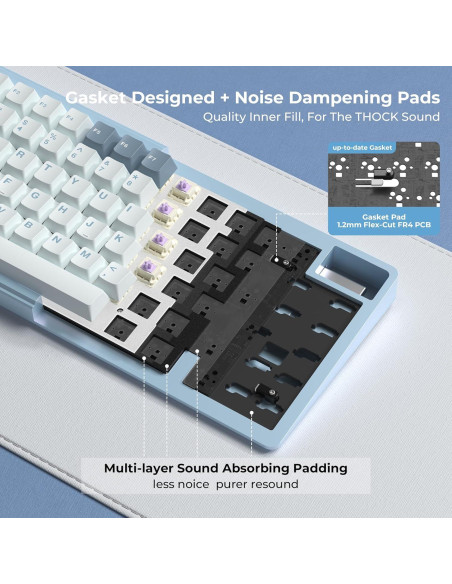 Teclado Gaming Mecánico HITIME K75 Pro Inalámbrico 75% RGB Azul Teclado Gaming Mecánico HITIME K75 Pro Inalámbrico 75% RGB Azul