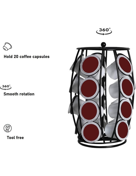 Soporte para cápsulas de café K Cup YUSKRECT negro 20 unidades Soporte para cápsulas de café K Cup YUSKRECT negro 20 unidades