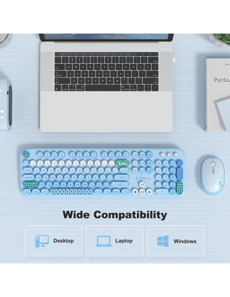 Combo Teclado y Ratón Inalámbrico MOFII Retro Azul Combo Teclado y Ratón Inalámbrico MOFII Retro Azul
