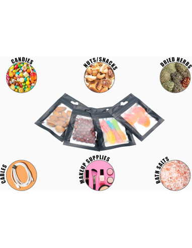 100 Bolsas Mylar Reutilizables 24/7 BAGS 7.62x10.16cm Grado Alimenticio
