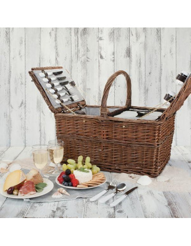 Cesta de Picnic Cape Cod Twine para 4 Personas con Vino