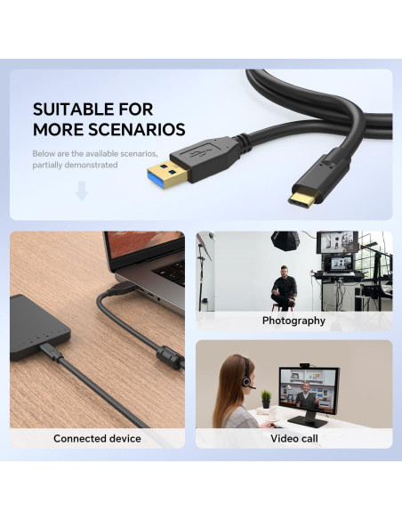 Cable de Datos USB 3.0 a Tipo-C 3m YAMCOWL para Cámara Cable de Datos USB 3.0 a Tipo-C 3m YAMCOWL para Cámara