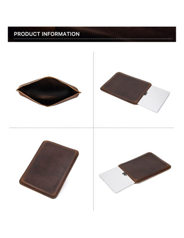 Funda de Cuero de Grano Superior CataPurus 14.2" Vintage Café