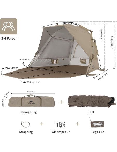 Tienda de Playa Naturehike CNK2300ZP023 para 3-4 Personas Tienda de Playa Naturehike CNK2300ZP023 para 3-4 Personas
