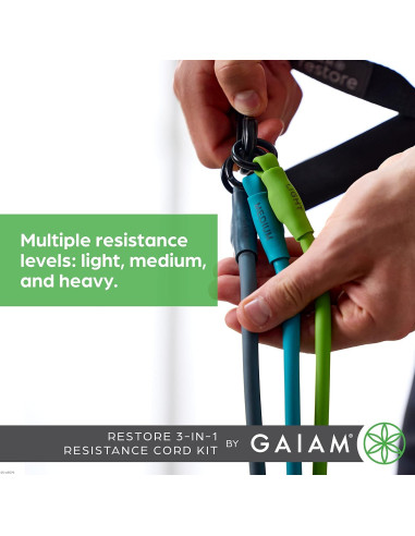 Kit de Banda de Resistencia 3-en-1 Gaiam con Mangos Cómodos
