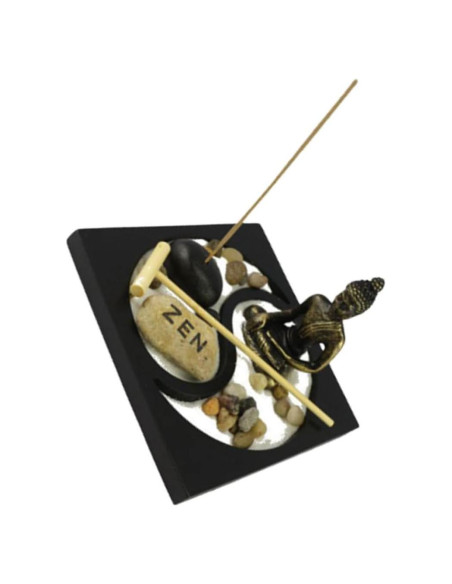 Bandeja de Arena Jardín Zen con Estatua de Buda 15x15 cm Bandeja de Arena Jardín Zen con Estatua de Buda 15x15 cm