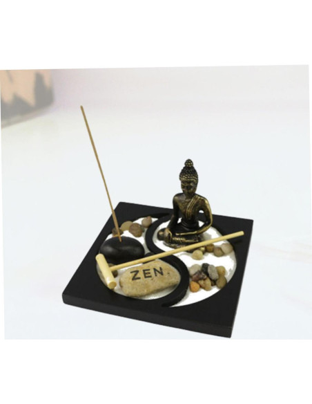 Bandeja de Arena Jardín Zen con Estatua de Buda 15x15 cm Bandeja de Arena Jardín Zen con Estatua de Buda 15x15 cm