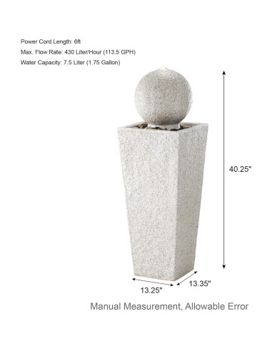 Fuente de Agua Exterior Glitzhome con Luz LED 102.24 cm