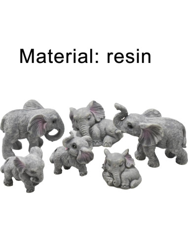 6 Figuras de Elefante Miniatura de Resina para Decoración