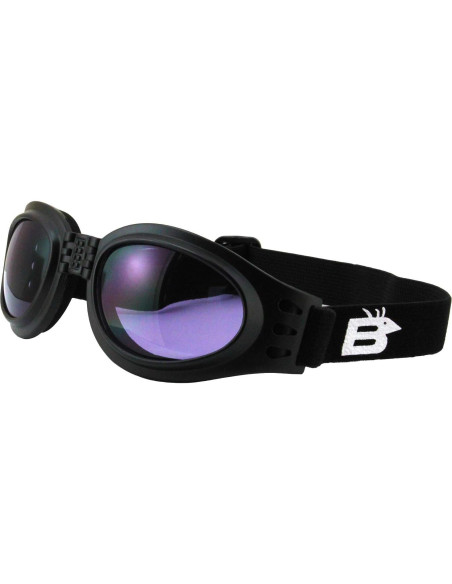 Gafas de Motocicleta Birdz Plegables Negras con Lentes Claros y Morados Gafas de Motocicleta Birdz Plegables Negras con Lentes Claros y Morados