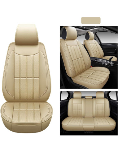 Cubiertas de Asiento de Coche AOOG Beige Juego Completo Universal