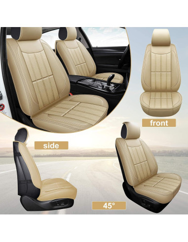 Cubiertas de Asiento de Coche AOOG Beige Juego Completo Universal