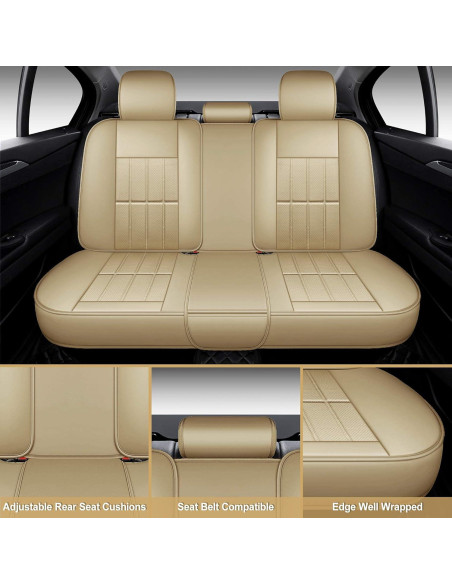 Cubiertas de Asiento de Coche AOOG Beige Juego Completo Universal Cubiertas de Asiento de Coche AOOG Beige Juego Completo Universal