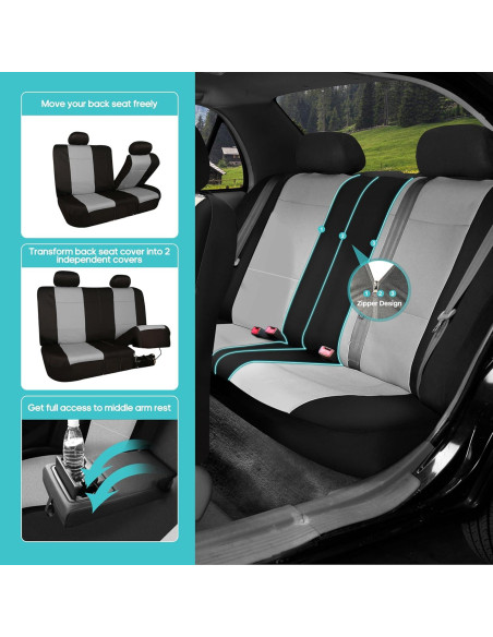 Fundas de Asiento de Coche FH Group Neopreno Ajuste Universal Gris Fundas de Asiento de Coche FH Group Neopreno Ajuste Universal Gris
