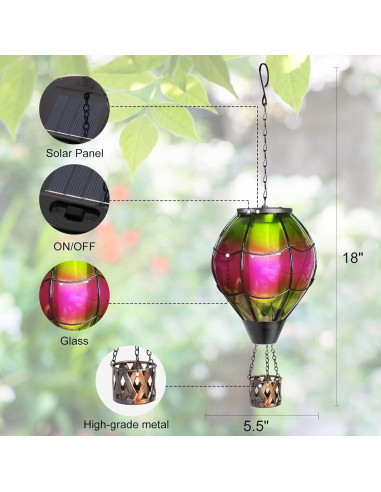 Farol Solar Colgante Pearlstar Globo Aerostático 45.72cm