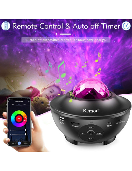 Proyector de Estrellas Remon con Altavoz Bluetooth y 10 Colores Proyector de Estrellas Remon con Altavoz Bluetooth y 10 Colores