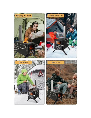 Estufa de Camping LAMA de Leña Acero Inoxidable 304 Portátil