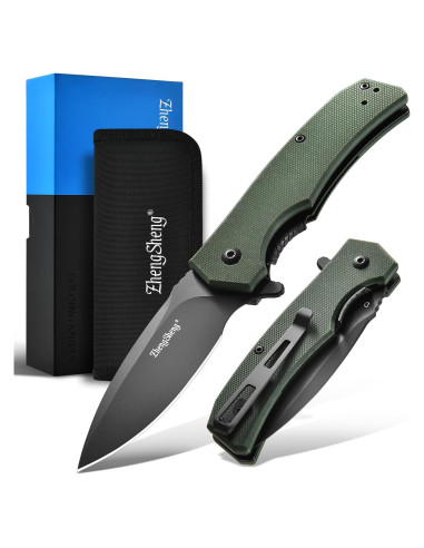 Cuchillo de bolsillo plegable ZhengSheng D2 7.37 cm verde