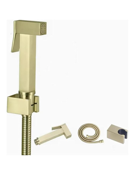 Rociador de Bidet de Mano HOMCBEC Dorado Cepillado con Soporte y Manguera Rociador de Bidet de Mano HOMCBEC Dorado Cepillado con Soporte y Manguera