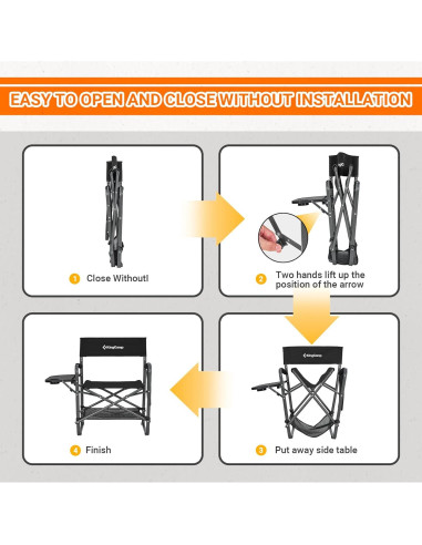Sillas de Camping Plegables KingCamp 2 Pack con Mesa Lateral