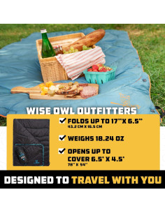 Manta de Camping Wise Owl Outfitters - Nylon A Prueba de Agua 198x140 cm 2