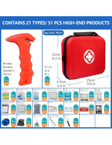 Kit de Primeros Auxilios 51 Pcs CoLeap - Impermeable, Compacto