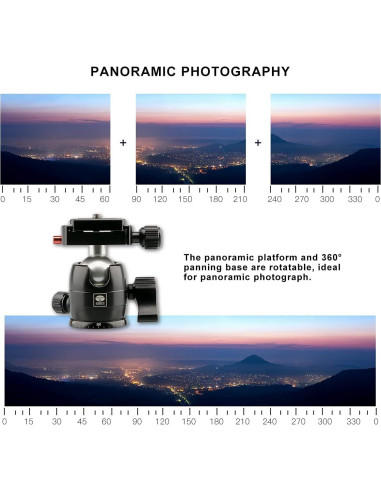 Cabezal de bola SIRUI B-00K para trípode, 10kg, panorámico 360
