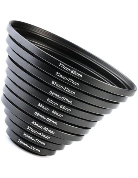 Juego de 11 Anillos de Paso de Metal K&F Concept 26-82mm Juego de 11 Anillos de Paso de Metal K&F Concept 26-82mm