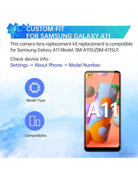 Kit de Reemplazo Lente Cámara Samsung Galaxy A11 BESJMYT Kit de Reemplazo Lente Cámara Samsung Galaxy A11 BESJMYT