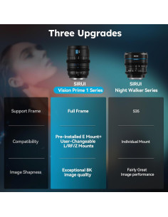 Juego de 3 Lentes de Cine SIRUI VP-1 T1.4 Full Frame 24mm 35mm 50mm 2