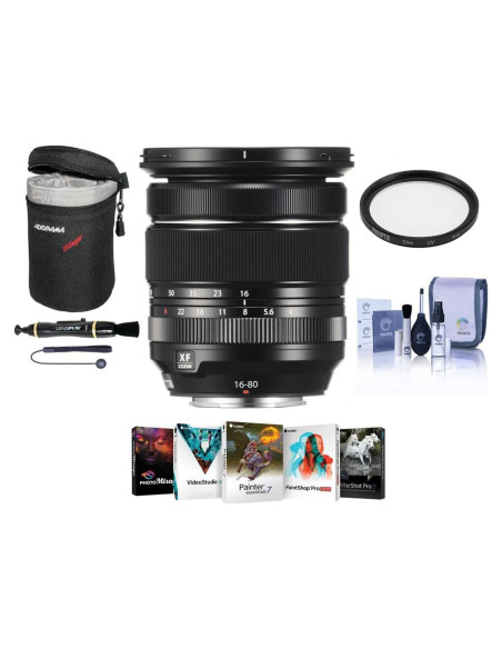 Lente Fujifilm XF 16-80mm f/4.0 R OIS WR con Filtro UV y Accesorios Lente Fujifilm XF 16-80mm f/4.0 R OIS WR con Filtro UV y Accesorios