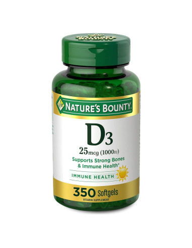 Suplemento de Vitamina D3 Nature's Bounty 1000 UI 350 Cápsulas