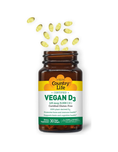 Vitamina D3 Vegana Country Life 30 Cápsulas 100% Vegetal