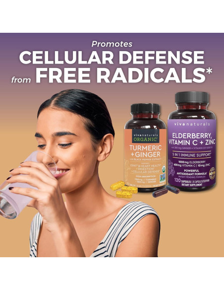 Suplemento Orgánico de Cúrcuma y Jengibre Viva Naturals 90 Cápsulas Suplemento Orgánico de Cúrcuma y Jengibre Viva Naturals 90 Cápsulas