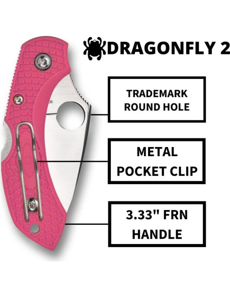 Cuchillo Plegable Spyderco Dragonfly 2 Rosa CPM S30V 14.16cm Cuchillo Plegable Spyderco Dragonfly 2 Rosa CPM S30V 14.16cm