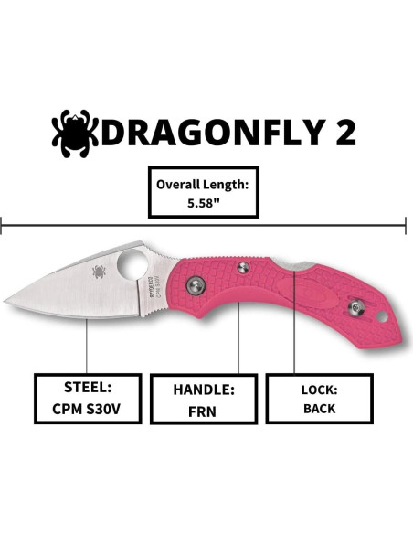 Cuchillo Plegable Spyderco Dragonfly 2 Rosa CPM S30V 14.16cm Cuchillo Plegable Spyderco Dragonfly 2 Rosa CPM S30V 14.16cm