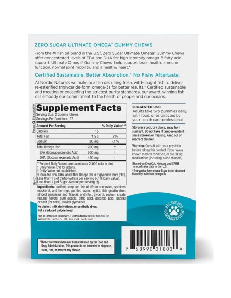 Gominolas Omega 3 Sin Azúcar Nordic Naturals 54 Unidades Gominolas Omega 3 Sin Azúcar Nordic Naturals 54 Unidades