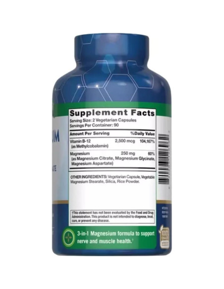 Suplemento de Magnesio Nature's Truth con Vitamina B-12 180 Cápsulas Suplemento de Magnesio Nature's Truth con Vitamina B-12 180 Cápsulas