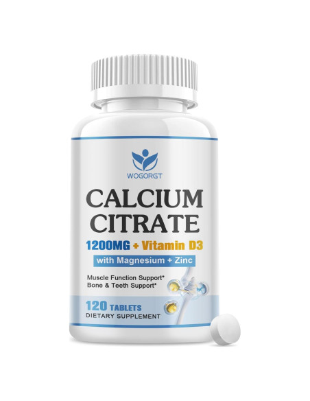 Suplemento de Citrato de Calcio 1200mg WOGORGT con D3 120 Tabletas Suplemento de Citrato de Calcio 1200mg WOGORGT con D3 120 Tabletas