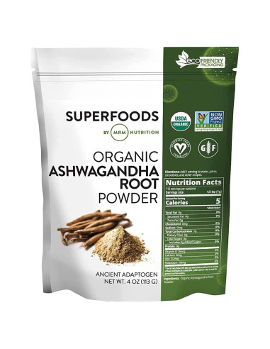 Polvo de raíz de Ashwagandha orgánico MRM 113g adaptógeno