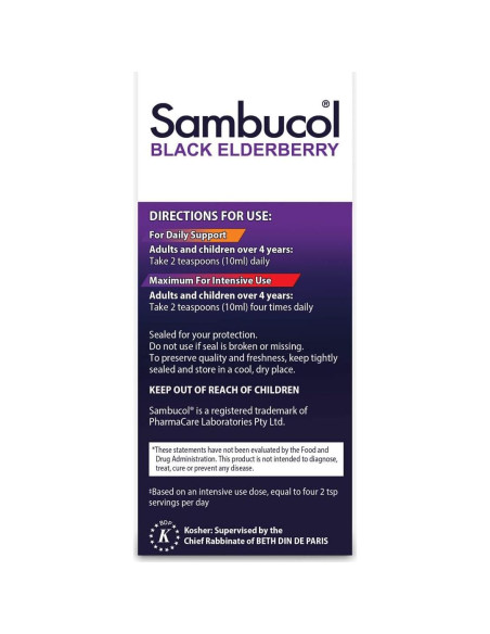Jarabe de Saúco Negro Sambucol 118 ml - Soporte Inmunológico Jarabe de Saúco Negro Sambucol 118 ml - Soporte Inmunológico