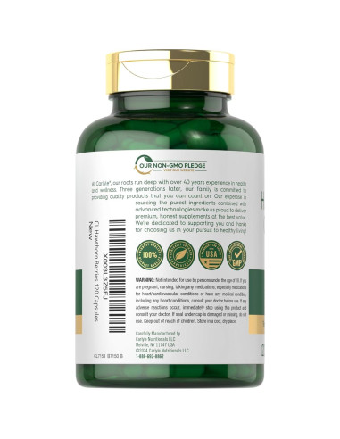 Complejo de Bayas de Espino Carlyle 2500mg 120 Porciones Sin OGM