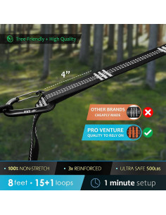 Cintas de hamaca Pro Venture 8ft con 2 mosquetones 1200lbs 2