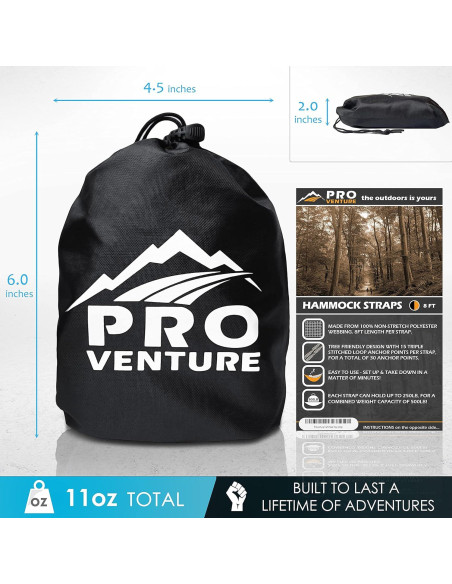 Cintas de hamaca Pro Venture 8ft con 2 mosquetones 1200lbs Cintas de hamaca Pro Venture 8ft con 2 mosquetones 1200lbs
