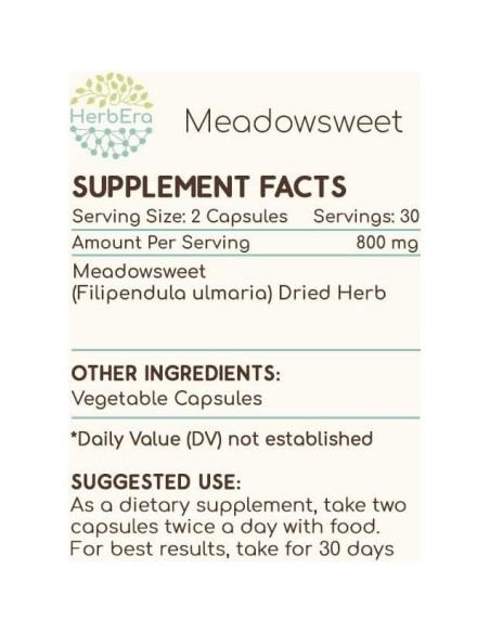 Cápsulas de Hierba de Pradera HerbEra 60 Unidades 400 mg Cápsulas de Hierba de Pradera HerbEra 60 Unidades 400 mg