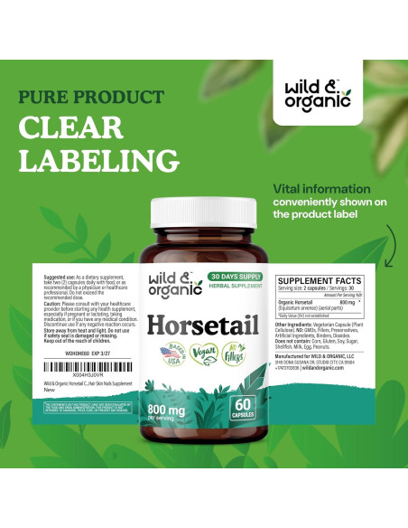 Cápsulas de Cola de Caballo Silvestre y Orgánico 60 Unidades Cápsulas de Cola de Caballo Silvestre y Orgánico 60 Unidades