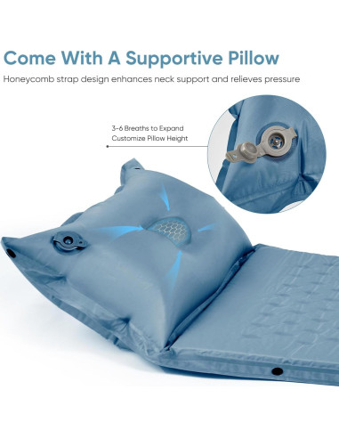 Almohadilla Autoinflable Naturehike D02 Completa Azul 196x132cm
