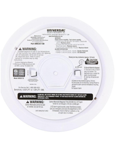 Alarma Combinada de Humo, Fuego y CO Universal AMIC3511SB