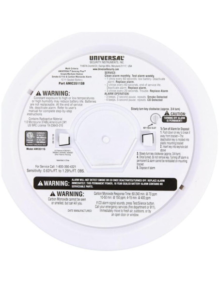 Alarma Combinada de Humo, Fuego y CO Universal AMIC3511SB Alarma Combinada de Humo, Fuego y CO Universal AMIC3511SB